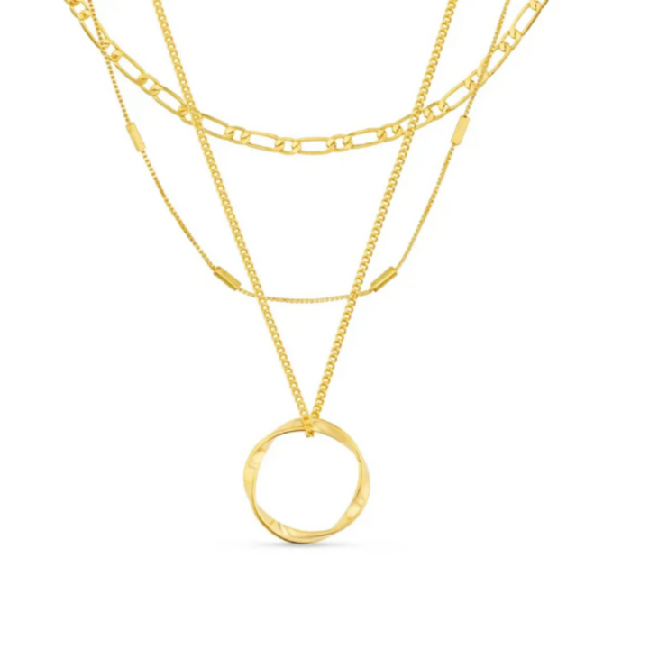 Triple Gold Open Circle Necklace