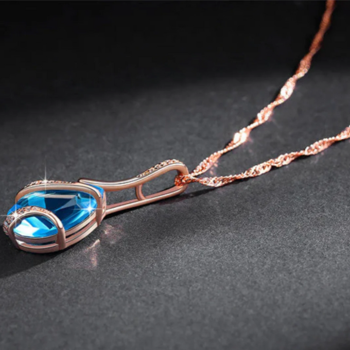 Seraphina Thorne Rosé Set with Blue Crystals (Necklace, Earrings and Ring)