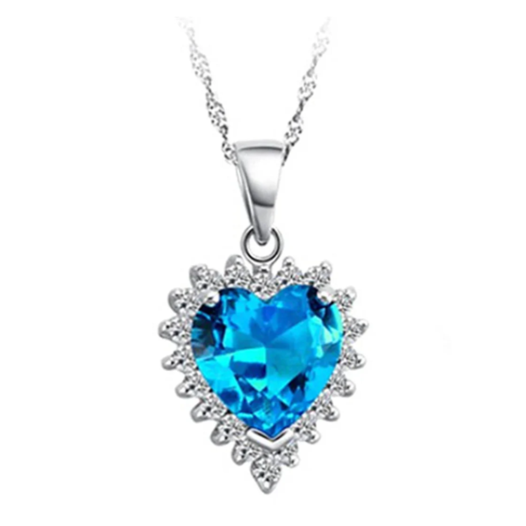 Saphira Vale Silver Set with Blue Heart-Shaped Crystals