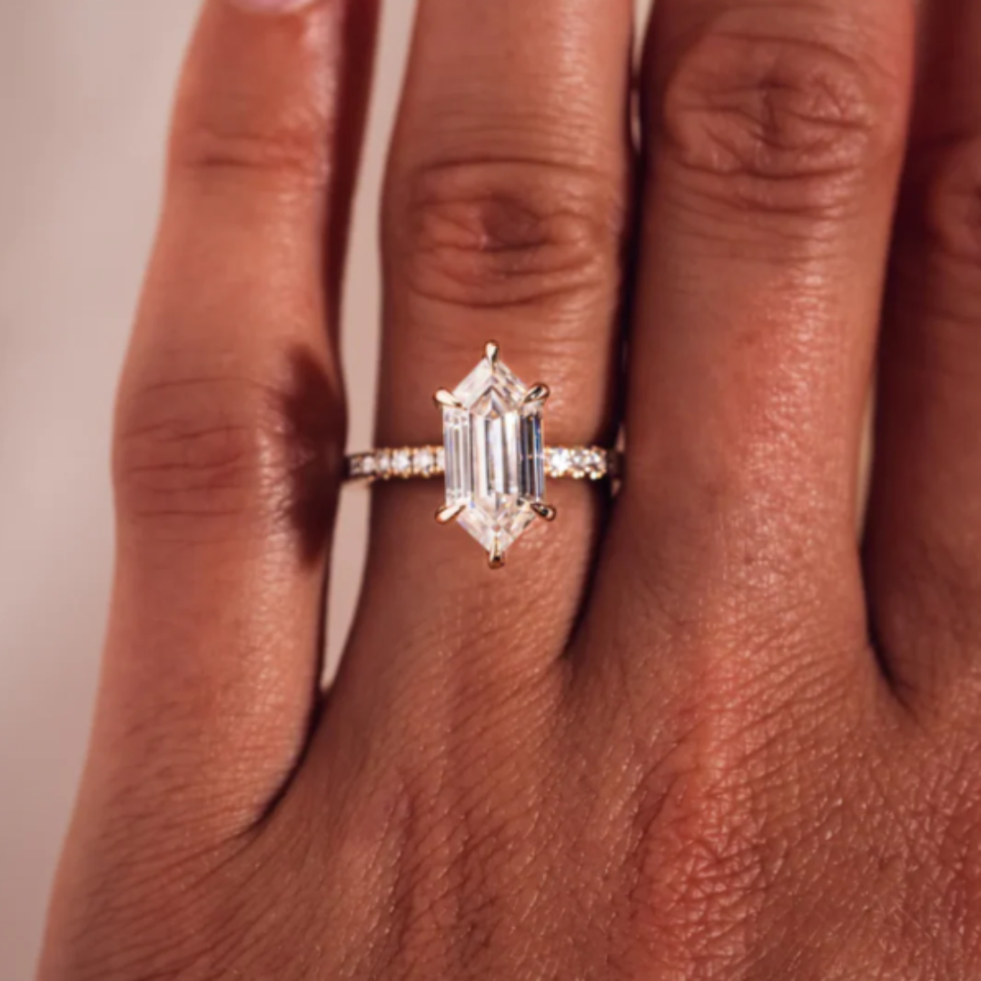 Jody Gold Ring with Elongated Hexagon Cut Stone