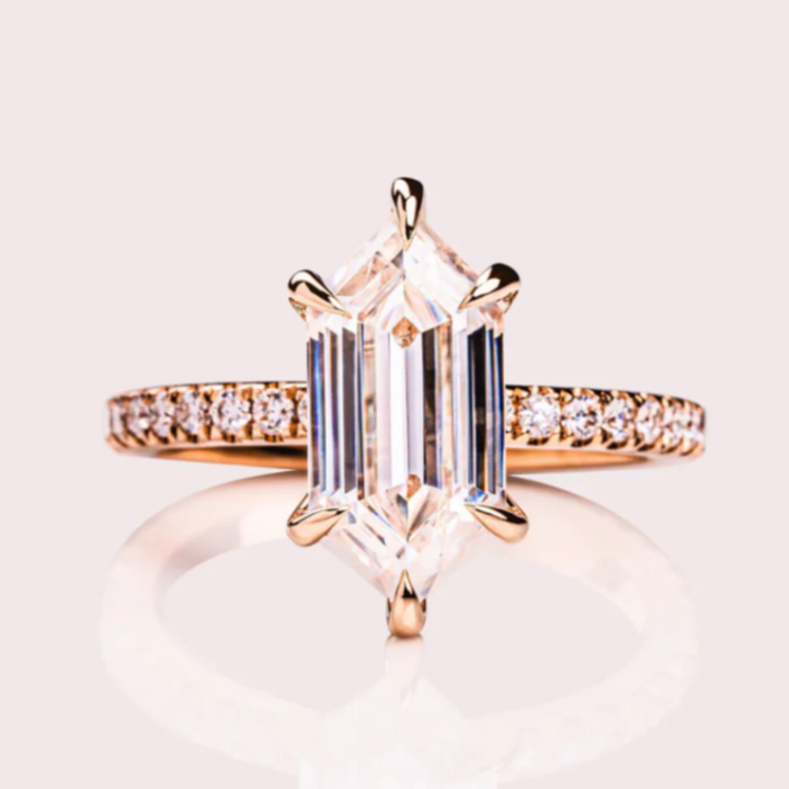 Jody Gold Ring with Elongated Hexagon Cut Stone