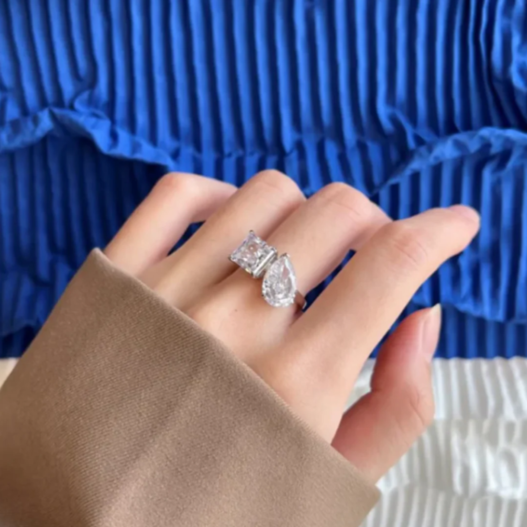 Tiana Ring with Princess and Drop Cut Crystals