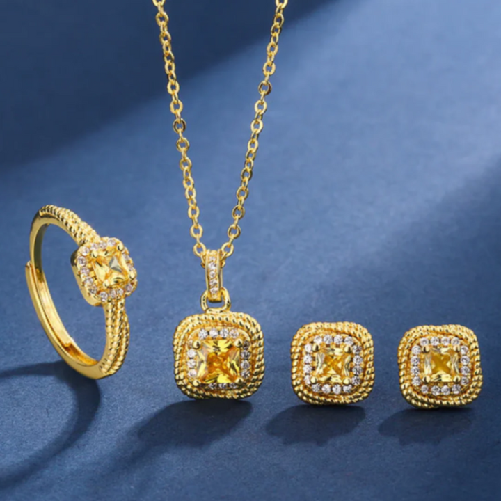 Dorelle Cassane Gold Set with Yellow Crystals