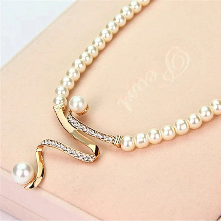 Natural Pearl Necklace + Earrings Set