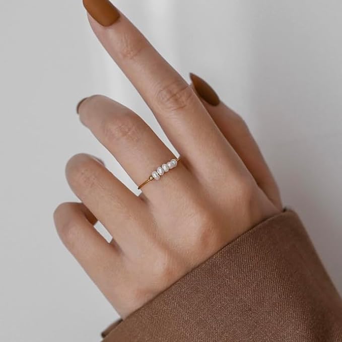 Gold Ring with Magnolia Freshwater Pearls