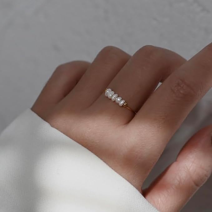 Gold Ring with Magnolia Freshwater Pearls