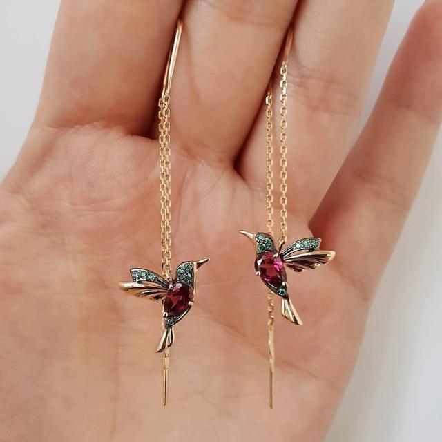 Ophira | Hummingbird Enamel Earrings Adorned with Sparkling Zirconia