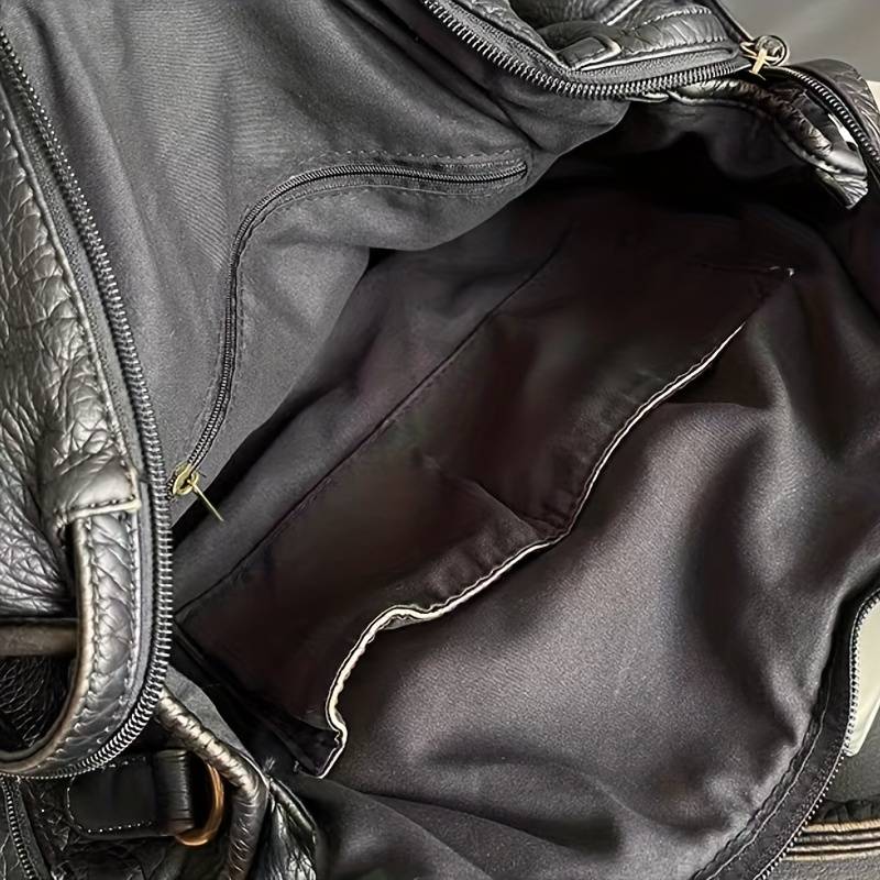 Chic Vintage Black Leather Handbag
