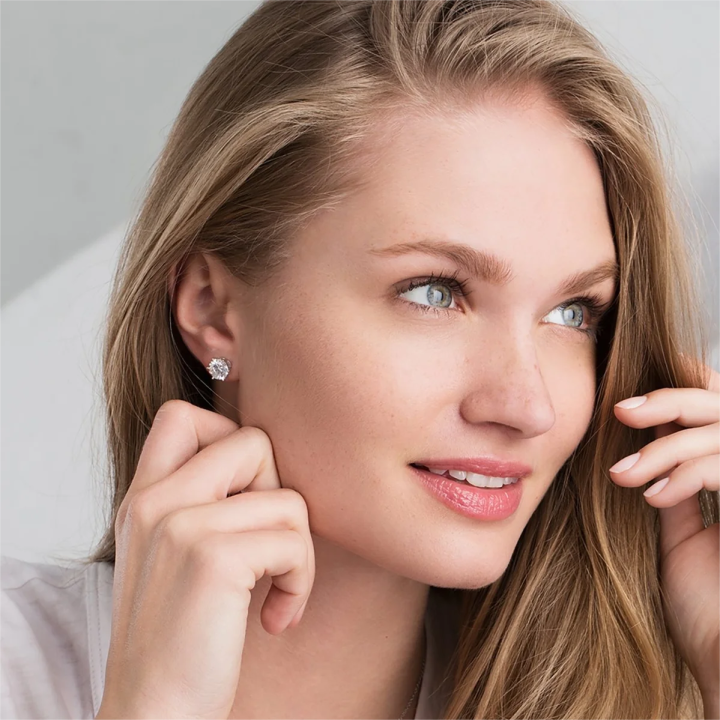16k White Gold Moissanite Screw Back Earrings